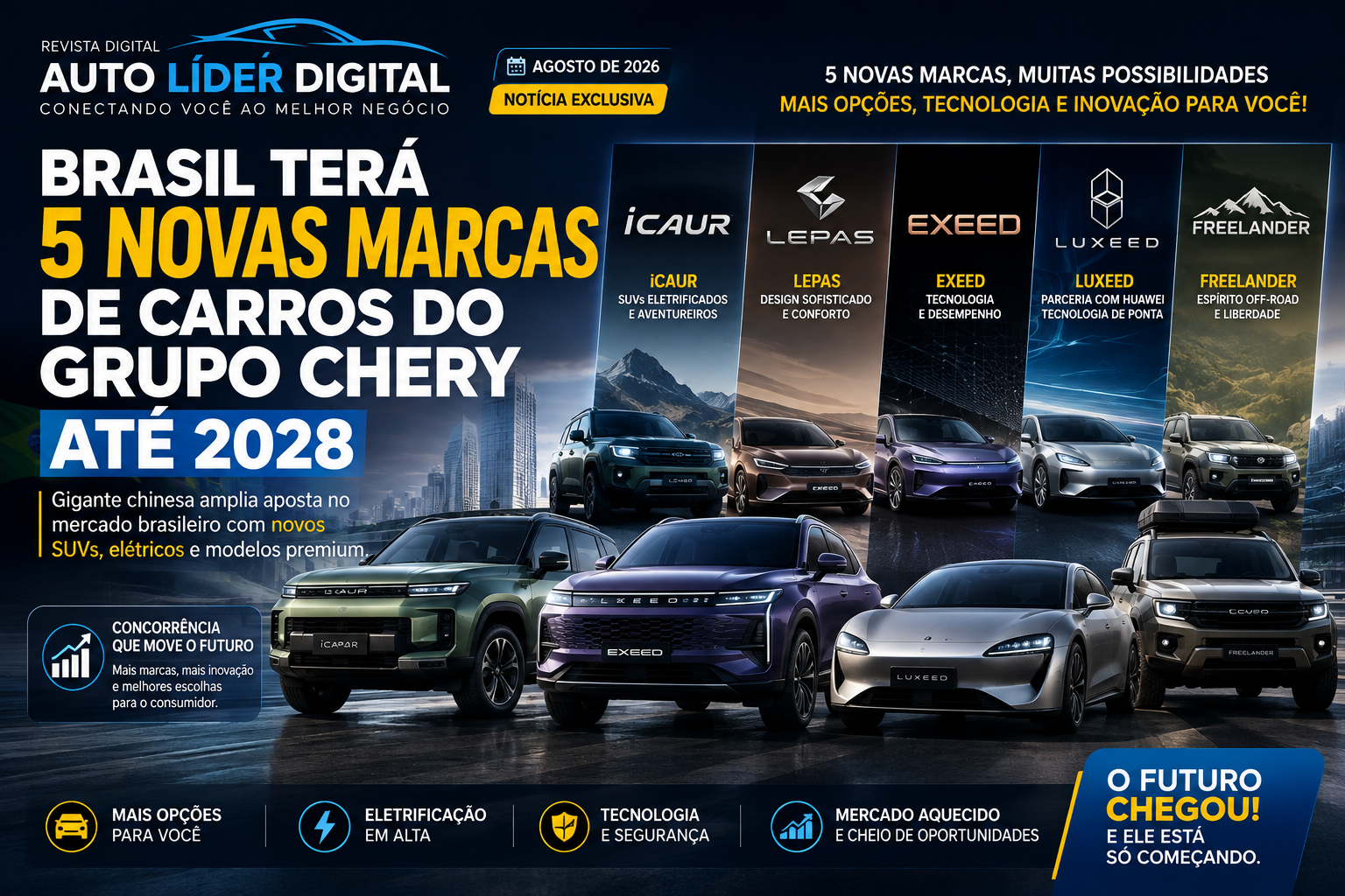 Brasil terá 5 novas marcas de carros Chery